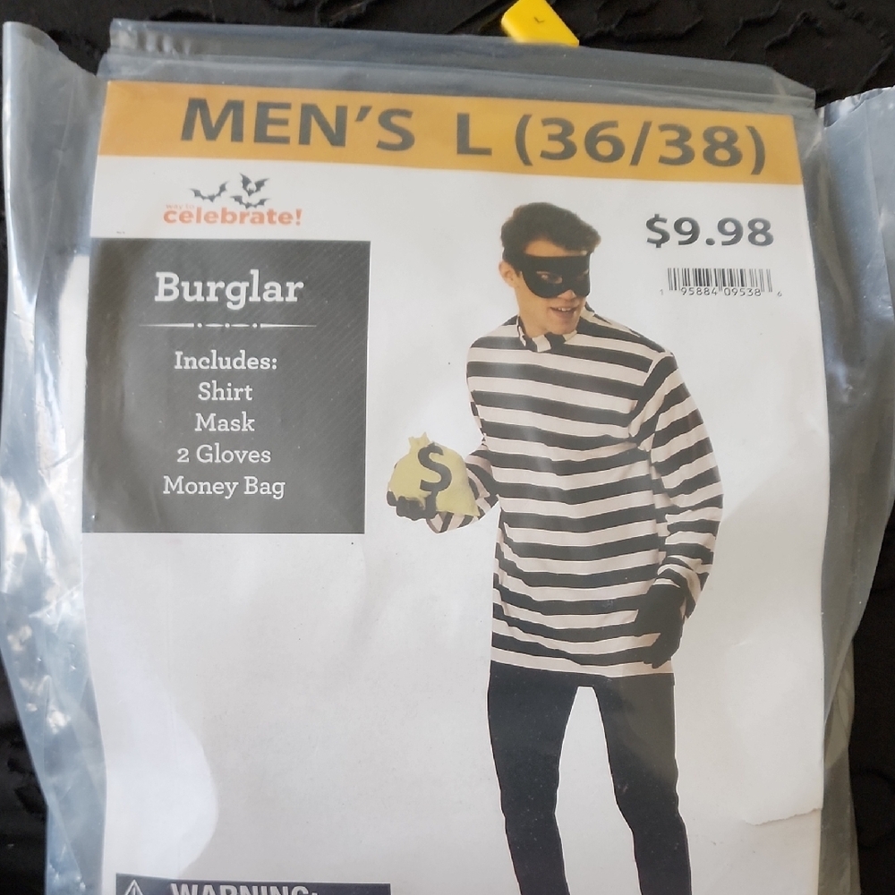 Black and White Striped Costume with Mask